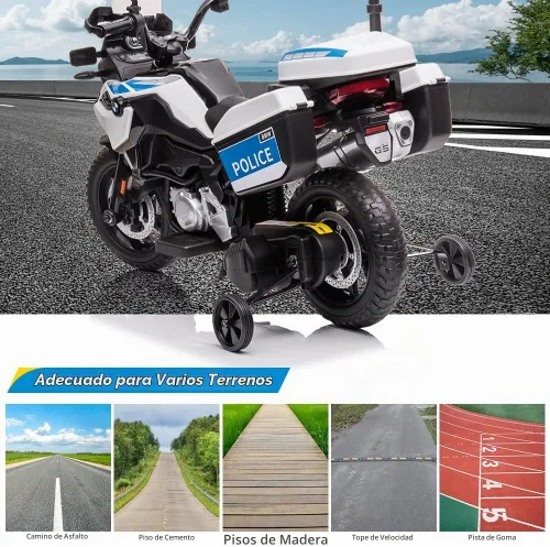 Vista 7 de Motocicleta de policía para niños de 12 V, motocicleta con licencia