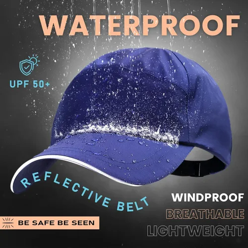 Vista 2 de Gorra de béisbol impermeable para hombre, sombrero de lluvia plegable para correr, al aire libre