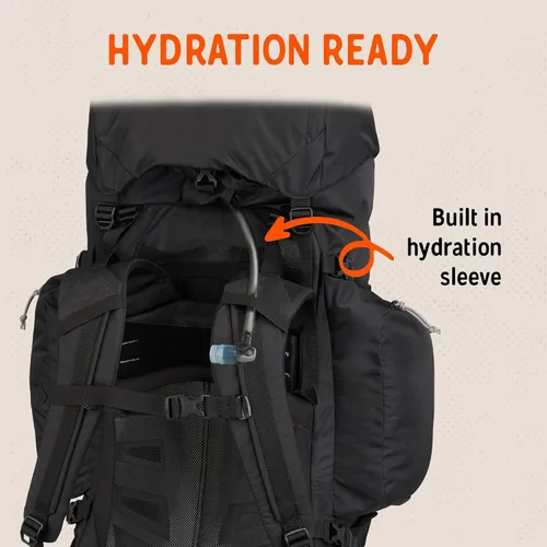 Vista 10 de Kelty Coyote - Mochila de 60 a 105 litros, para hombre y mujer (actualización 2020) - Mochila de senderismo, mochilero, mochila de viaje, Negro
