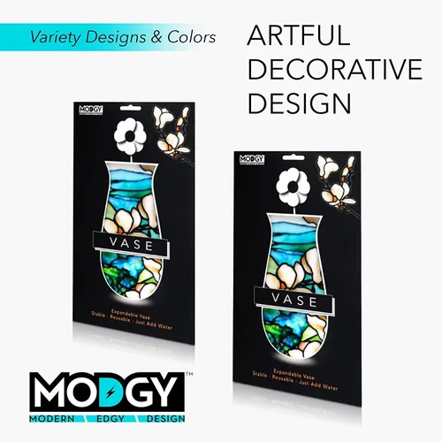 Vista 5 de MODGY Florero expandible, plástico decorativo moderno plegable impreso jarrones para centros de mesa para bodas, mesa de comedor, decoración