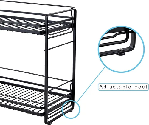 Vista 5 de zccz Organizador de baño de 2 niveles, ideal como organizador de encimera de cocina o baño, organizador de maquillaje con acabado negro