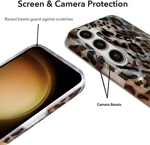 Vista 4 de J.west - Funda para Samsung Galaxy S23 de 6.1 pulgadas, elegante, brillante, translúcida y transparente, con estampado de leopardo y guepardo
