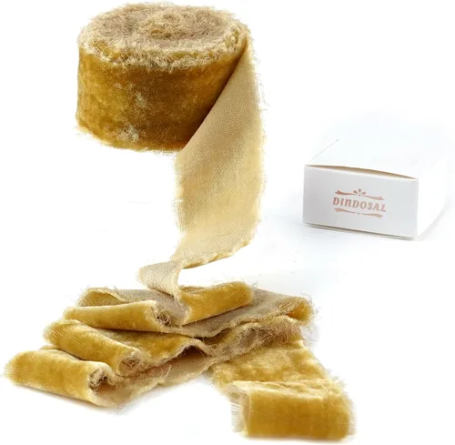 Vista 28 de Cinta de terciopelo negro de 1.5 pulgadas, cinta de terciopelo de seda deshilachada negra, terciopelo rústico de Navidad para regalo, borde crudo