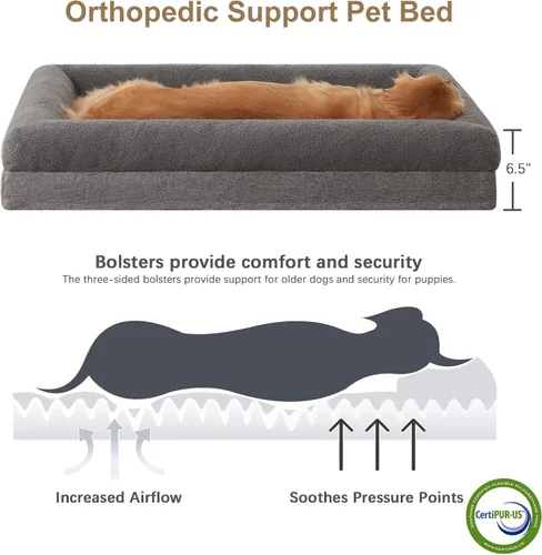 Vista 3 de RRPETHOME Camas lavables para perros de gran tamaño, camas ortopédicas extra grandes para perros con funda extraíble, cama impermeable para mascotas