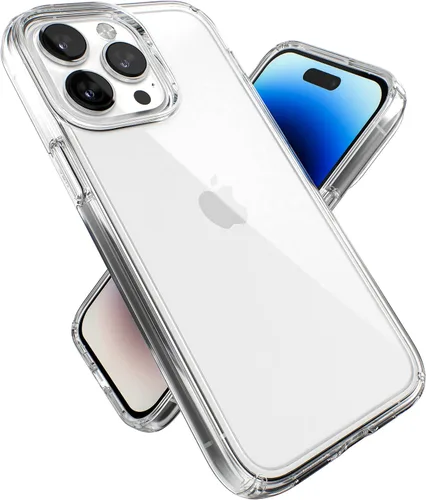 Vista 13 de Speck Funda transparente para iPhone 14 Pro Max, protección contra caídas, resistente a los arañazos, funda delgada de doble capa para iPhone de 6.7