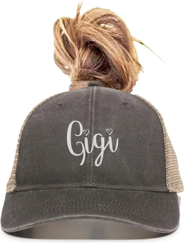 Vista 27 de Go All Out Gigi Idea de regalo para abuela, tía, coleta, visera bordada, sombrero para papá