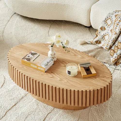 Vista 22 de Mesa auxiliar cuadrada de 31.52 pulgadas con almacenamiento, ratán natural y cuerda de cáñamo, función ajustable, mesa central vintage de granja