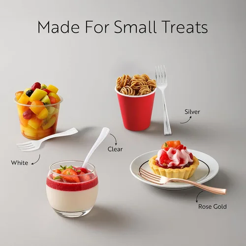Vista 5 de Restaurantware - Mini tenedor de 4 pulgadas, 100 tenedores pequeños desechables – resistente, par con hormigueros, postres o muestras, tenedores