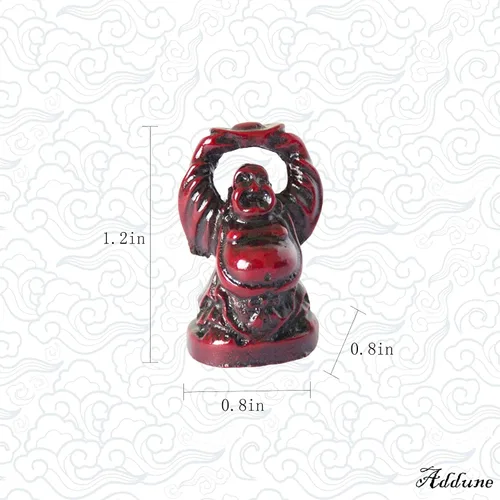Vista 4 de Juego de 6 estatuas chinas de Buda de la suerte que ríe de resina, figuras de Buda feliz Feng Shui para la suerte, riqueza, buen regalo y colección