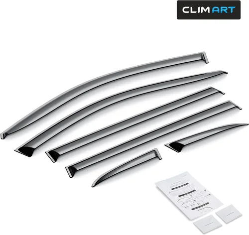 Vista 5 de CLIM ART - Protectores de lluvia increíblemente duraderos para Jeep Cherokee 2014-2023, deflectores de ventana originales con cinta adhesiva