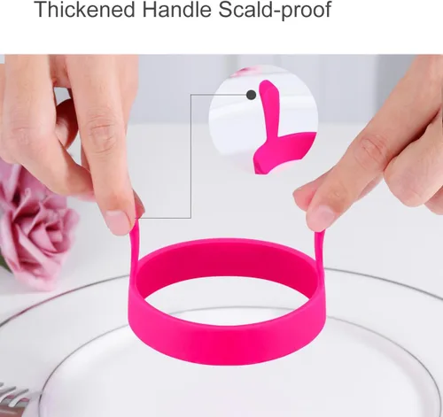 Vista 3 de 4 piezas de anillos de huevo de silicona, moldes antiadherentes redondos para desayuno, herramienta de molde para el hogar, anillos de cocina, molde