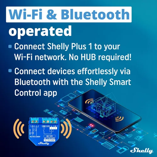Vista 8 de Shelly Plus 1 UL Interruptor de relé inteligente WiFi con contactos secos Automatización del hogar Puerta de enlace Bluetooth Compatible
