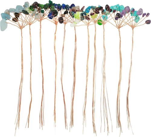 Vista 2 de DIYOMR 11 racimos de coloridos árboles de cristal amorfos y flexibles, alambre de cobre, árbol de piedra, árbol de dinero, árbol de la vida