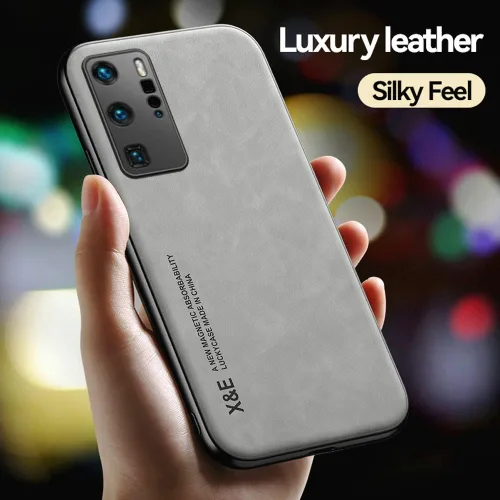 Vista 5 de Kepuch Silklike Caso Para Huawei P40 Pro - Cubierta De Parachoques Placa De Metal Incorporada Para Huawei P40 Pro - Gris