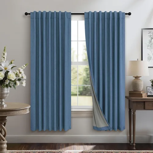 Vista 75 de Pitalk Cortinas cortas 100% opacas de lino para cafetería, 40 pulgadas de largo, 2 paneles, cortinas de puerta francesa para ventana, cortina