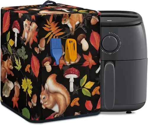 Vista 9 de Gomyblomy Funda para electrodomésticos pequeños con diseño de murciélagos, protector de freidora de aire lavable con tema de Halloween, protector