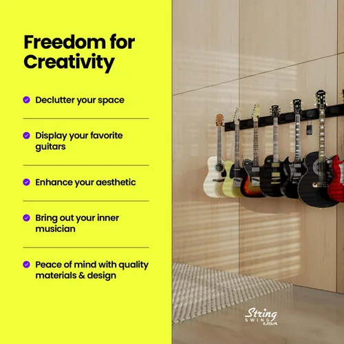 Vista 5 de String Swing Soporte de Pared para Guitarra, Soporte para Guitarra de Múltiples Guitarras, Soporte de Guitarra Colgante para Guitarras Acústicas