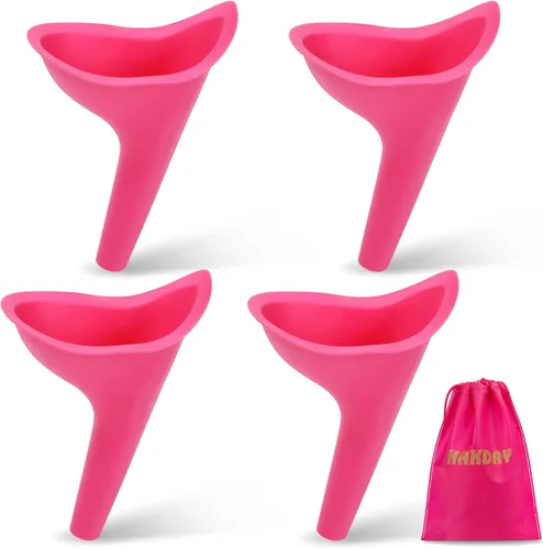 Vista 6 de Urinario femenino para mujeres, dispositivo portátil para orinar 4 unidades, embudo para orinar para viajes, camping, senderismo y actividades al