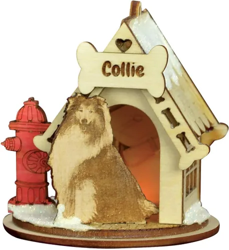 Vista 23 de Basset Hound Dog Tea Light Display Adorno de Navidad de madera para árbol de Navidad