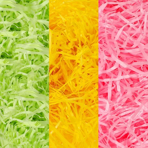 Vista 9 de Zonon Cesta de pasto de Pascua de 17 onzas, trituradores de papel de rafia, relleno de papel de rafia, para embalaje de regalo, caza de huevos
