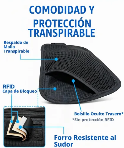 Vista 5 de Money Belt for Travel, Passport Holder, RFID Blocking, Sweat-Proof, Gray Ash Gray