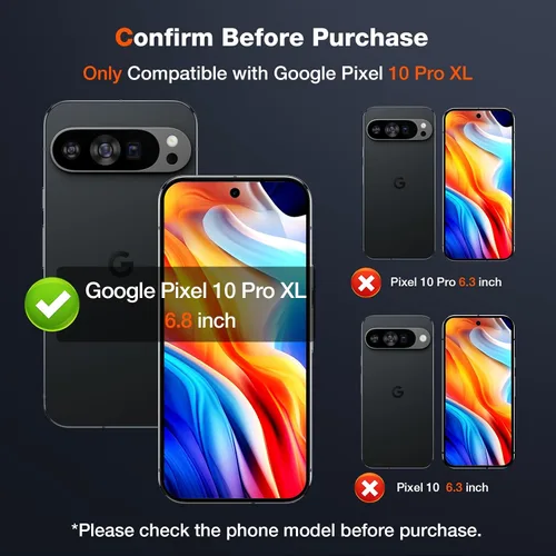 Vista 2 de LK Paquete de 2 protectores de pantalla para Google Pixel 10 Pro XL + Paquete de 2 protectores de lente de cámara, ajuste para recortes de lente