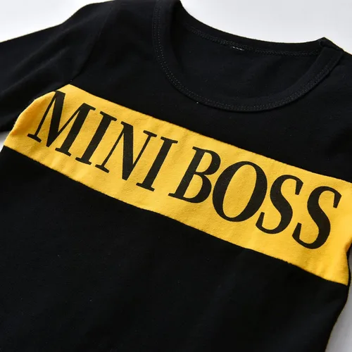 Vista 7 de Conjunto de 2 piezas de sudadera con estampado de letras de manga larga y pantalones para bebé niño