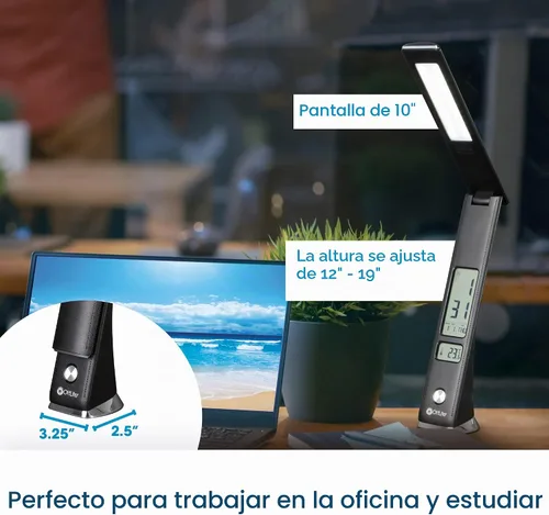 Vista 5 de OttLite Lámpara LED Prevención con Pantalla Digital y Carga USB, Negro