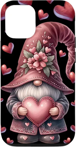 Vista 27 de iPhone 11 Pro Max - Funda con diseño de corazón para mujer, diseño retro de gnomo de amor para el día de San Valentín