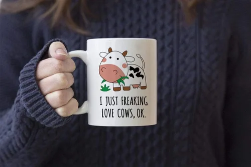 Vista 4 de Taza de café de cerámica con estampado de vaca Kawaii para mujeres, mamá o hija