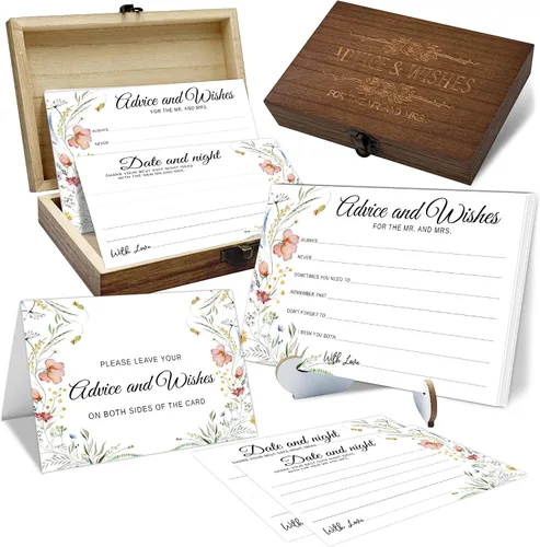 Vista 11 de Consejos y deseos para el señor y la señora - Tarjetas de consejos de boda de champán para decoraciones de despedida de soltera, buenos deseos