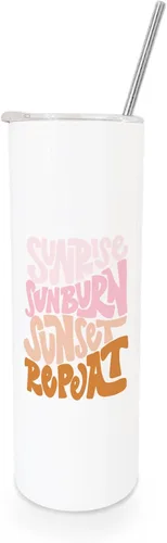 Vista 11 de The Cotton & Canvas Co. I Sea You - Vaso de verano de acero inoxidable con aislamiento al vacío con popote de metal y tapa de cierre deslizante