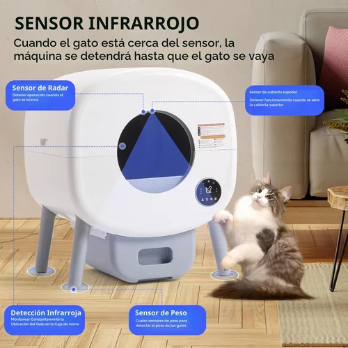 Vista 5 de Fsitego Caja de arena para gatos autolimpiante: caja de arena automática extra grande de 76L para múltiples gatos, sin olor, control inteligente