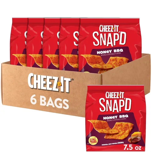 Vista 12 de Cheez-It Snap'd Chips de Galletas de Queso, Crujientes Delgadas, Aperitivos para el Almuerzo, Cheddar Crema Agria y Cebolla, Caja de 45oz (6 Bolsas)