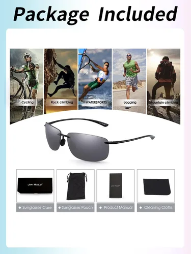 Vista 7 de JIM HALO Lentes de sol deportivos para hombres y mujeres, TR90 sin montura para correr, pescar, ciclismo, conducción
