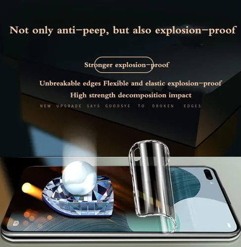 Vista 3 de Protector de pantalla de hidrogel de privacidad para Honor 70, 2 piezas de película protectora de TPU suave antiespía (no vidrio templado)