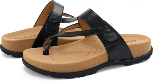 Vista 3 de Sandalias planas ortopédicas para mujer con cómodo soporte de arco para uso casual y diario