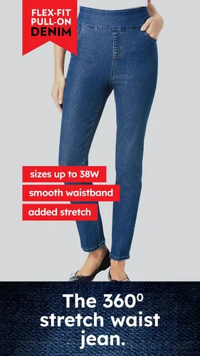 Vista 4 de Woman Within Falda vaquera de ajuste flexible de talla grande