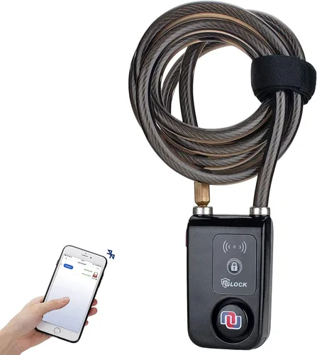 Vista 8 de Nulock - Cerradura de bicicleta Bluetooth sin llave IP44 a prueba de salpicaduras con alarma de 110 db, 0.38 pulgadas de diámetro, 24 pulgadas