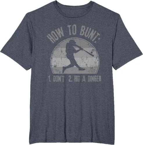 Vista 77 de Cómo Bunt Don't Hit A Dinger - Camiseta divertida de béisbol y sóftbol, Negro, S