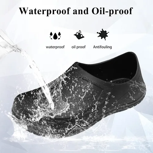 Vista 3 de Haifago Zapatos de chef antideslizantes para hombre impermeables resistentes al aceite zuecos de trabajo de cocina zapatos de servicio de alimentos