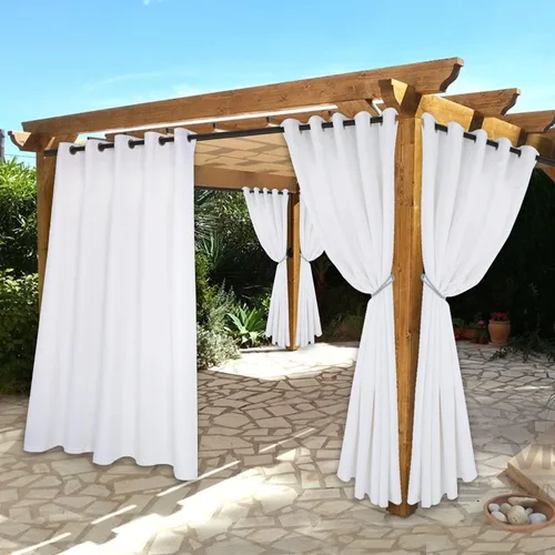 Vista 12 de BONZER Cortinas impermeables para interiores y exteriores para patio - Aislamiento térmico, cortinas opacas con ojales de bloqueo solar