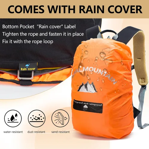 Vista 3 de Mochila de senderismo con cubierta contra la lluvia, mochilas de viaje de 20 litros para mujeres y hombres, mochila de camping ligera y duradera