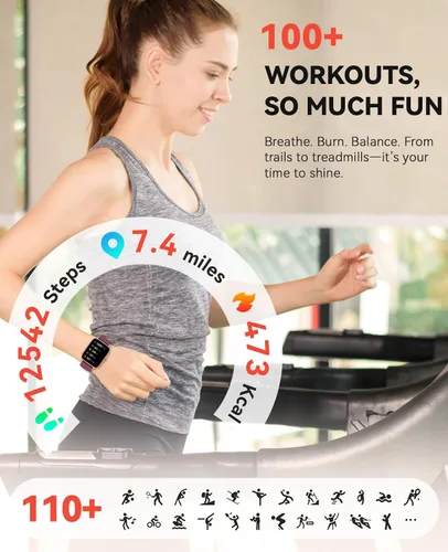 Vista 3 de Reloj inteligente para mujeres y hombres, llamadas Bluetooth, reloj de seguimiento de pasos para Android compatible con iPhone, reloj inteligente
