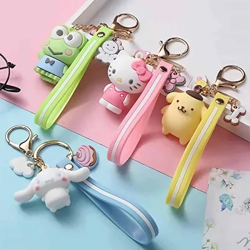 Vista 3 de XUEFU Juego de 7 llaveros lindos de dibujos animados de anime, colgante de figura de dibujos animados kawaii accesorios para mujeres