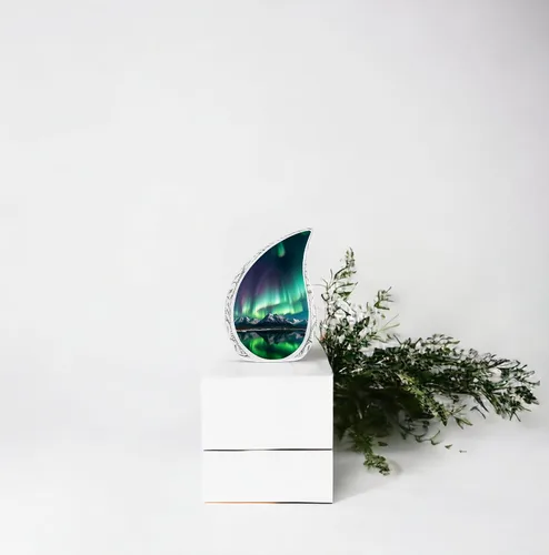 Vista 7 de Aurora Borealis - Urna de cremación en forma de lágrima para cenizas humanas de adultos hombres y mujeres, urna decorativa funeraria de Aurora