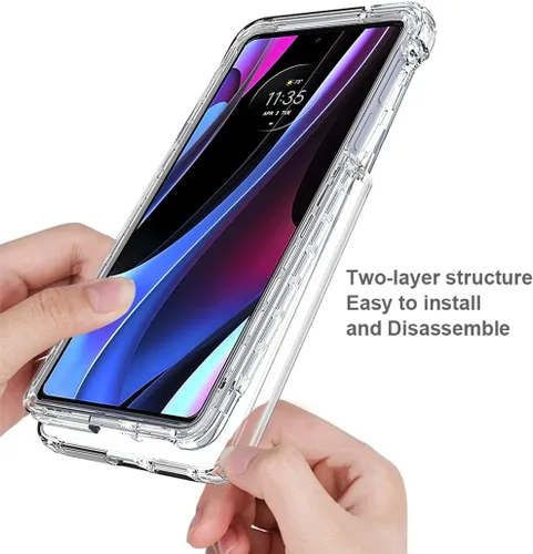 Vista 4 de Funda transparente compatible con Moto Edge + 2022/Edge 30 Pro/Edge X30 XT2201-1 con protector de pantalla de vidrio templado, bonita funda