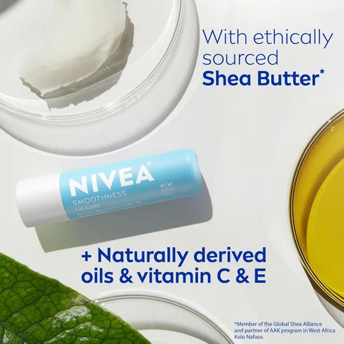 Vista 7 de NIVEA Smoothness Lip Care - Bálsamo labial protector solar con SPF 15 de amplio espectro, manteca de karité, aceites nutritivos y vitamina C y E
