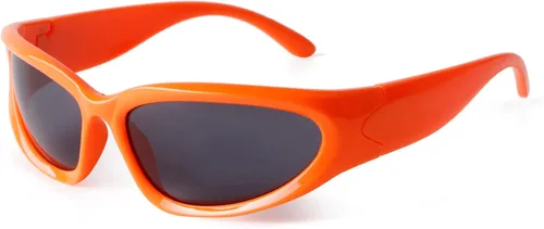 Vista 16 de ADE WU Gafas de sol envolventes de moda para mujeres y hombres Marco beige/lente marrón