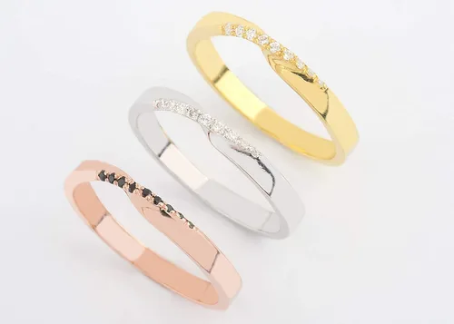 Vista 3 de Elegante joyero Anillo Mobius de diamantes para mujer en oro macizo de 9k, 14k y 18k, anillo de compromiso de diamantes, anillo de boda de diamante